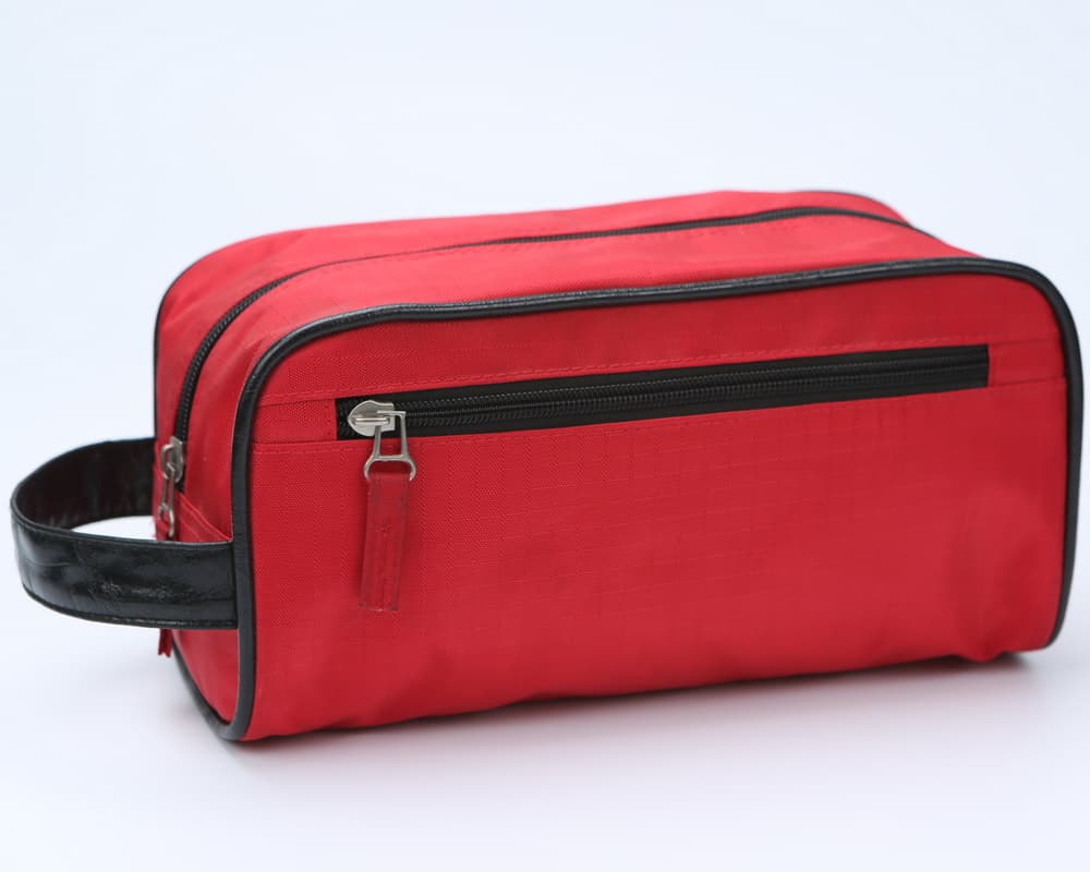 red oxford cloth pu handle cosmetic bag_____________________